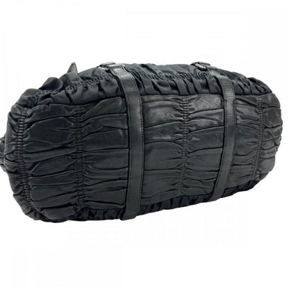 Prada Handbag Women Triangle Plate Logo Braided Handle Gather Prada Leather