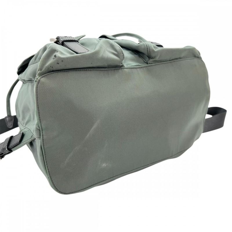 Prada Backpack Men Triangle Plate Triangle Logo Backpack Prada Olive Silver