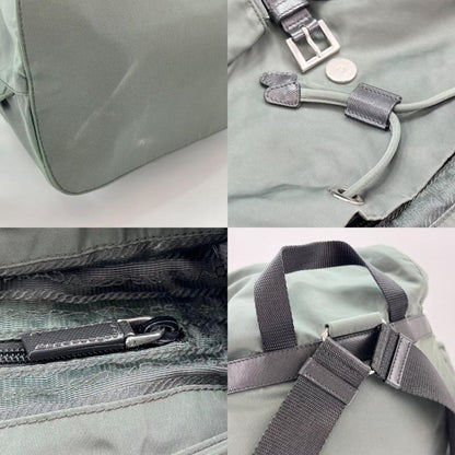 Prada Backpack Men Triangle Plate Triangle Logo Backpack Prada Olive Silver