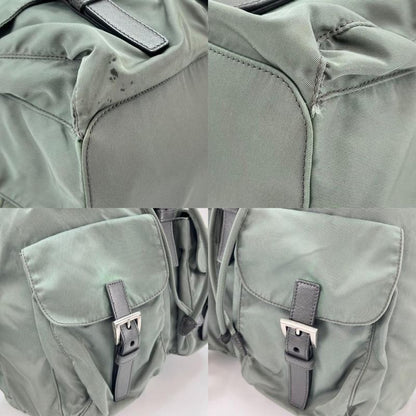 Prada Backpack Men Triangle Plate Triangle Logo Backpack Prada Olive Silver
