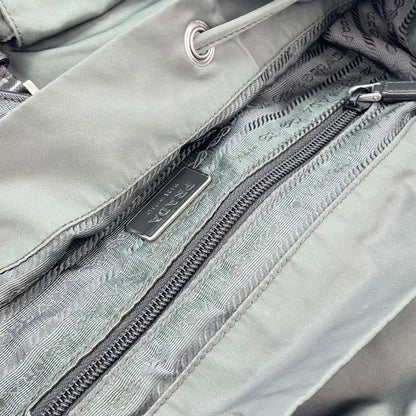 Prada Backpack Men Triangle Plate Triangle Logo Backpack Prada Olive Silver
