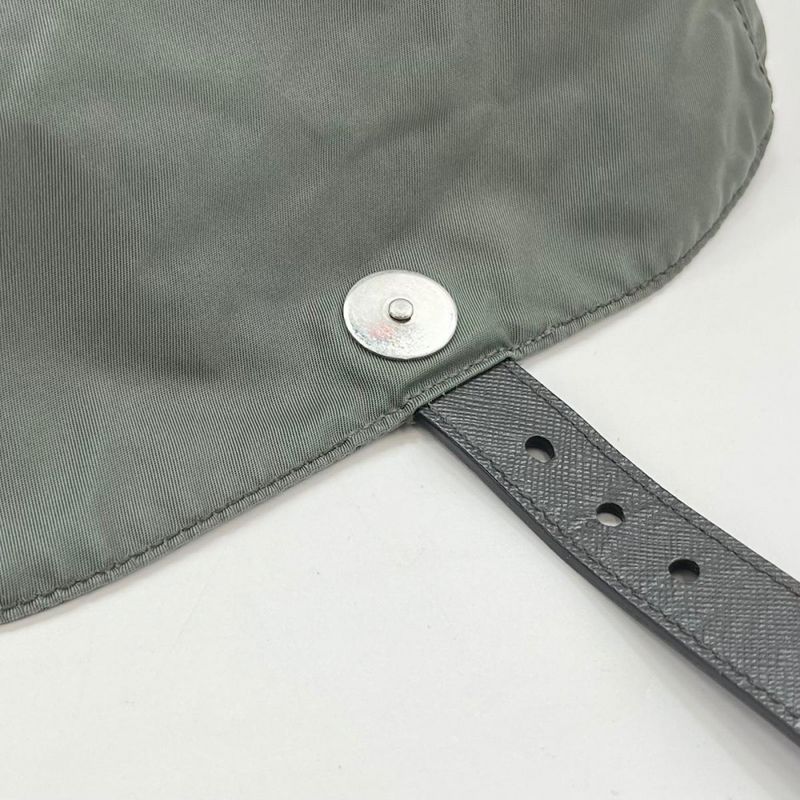 Prada Backpack Men Triangle Plate Triangle Logo Backpack Prada Olive Silver