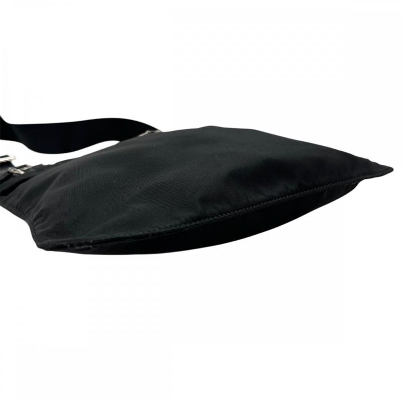 Prada Shoulder Bag Unisex Crossbody Triangle Logo Prada Black Silver Hardware