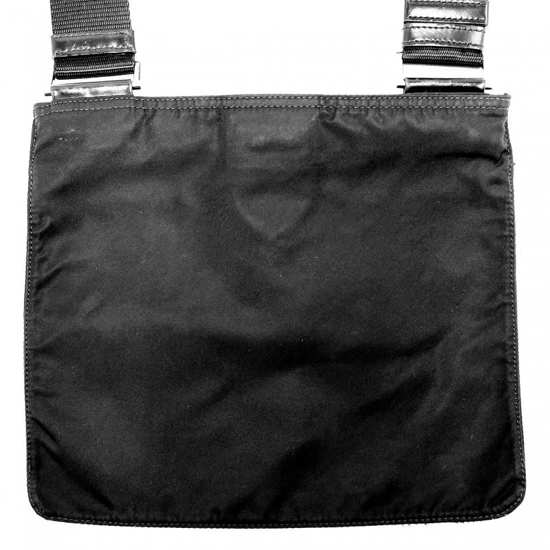 Prada Shoulder Bag Unisex Crossbody Triangle Logo Prada Black Silver Hardware