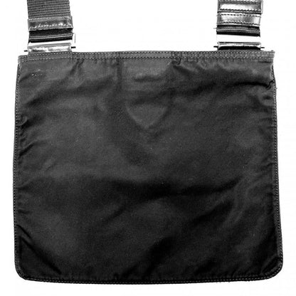 Prada Shoulder Bag Unisex Crossbody Triangle Logo Prada Black Silver Hardware