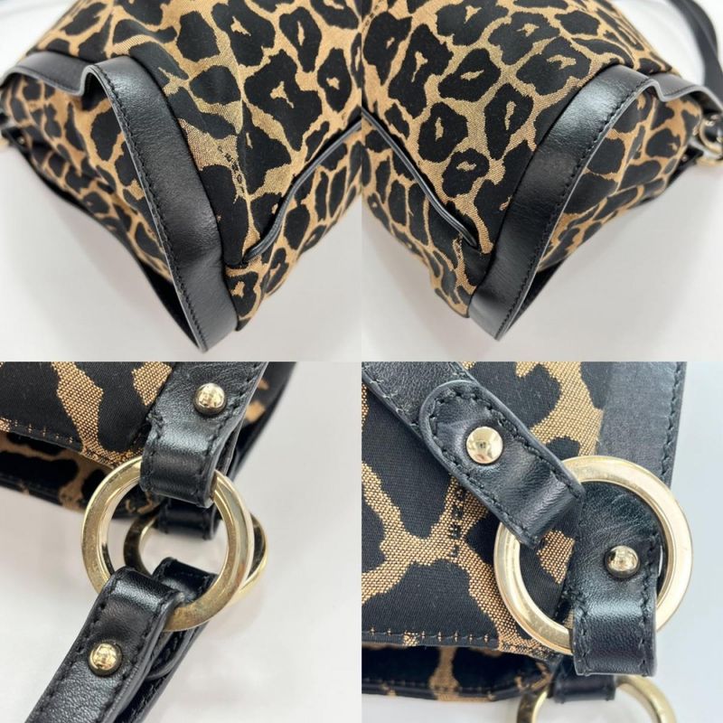 Fendi Tote Bag Women Shoulder Sling Leopard Fendi 8br652 Black Brown Gold