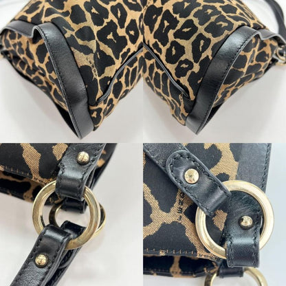 Fendi Tote Bag Women Shoulder Sling Leopard Fendi 8br652 Black Brown Gold