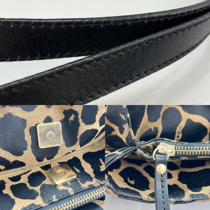 Fendi Tote Bag Women Shoulder Sling Leopard Fendi 8br652 Black Brown Gold