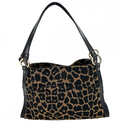 Fendi Tote Bag Women Shoulder Sling Leopard Fendi 8br652 Black Brown Gold
