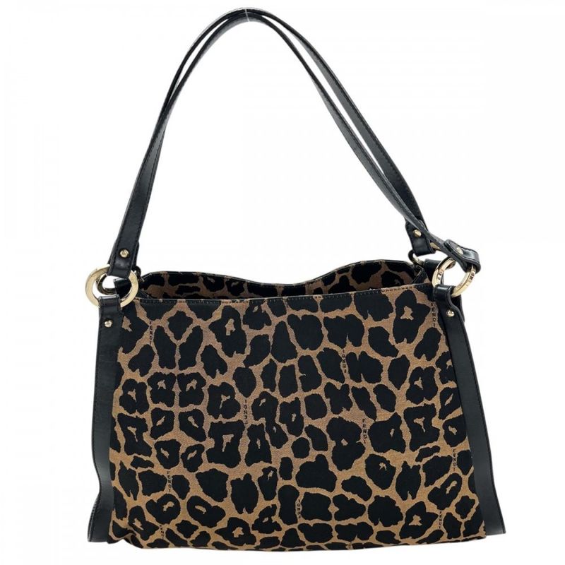 Fendi Tote Bag Women Shoulder Sling Leopard Fendi 8br652 Black Brown Gold