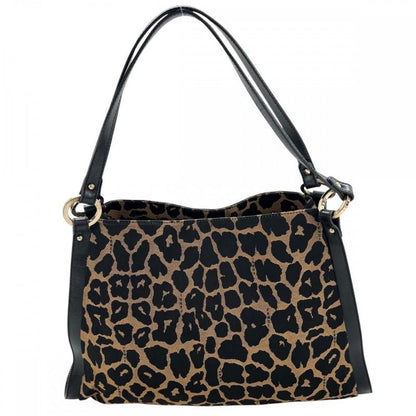 Fendi Tote Bag Women Shoulder Sling Leopard Fendi 8br652 Black Brown Gold