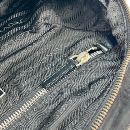 Prada Handbag Women's Shoulder Triangle Logo Prada Black Silver Hardware