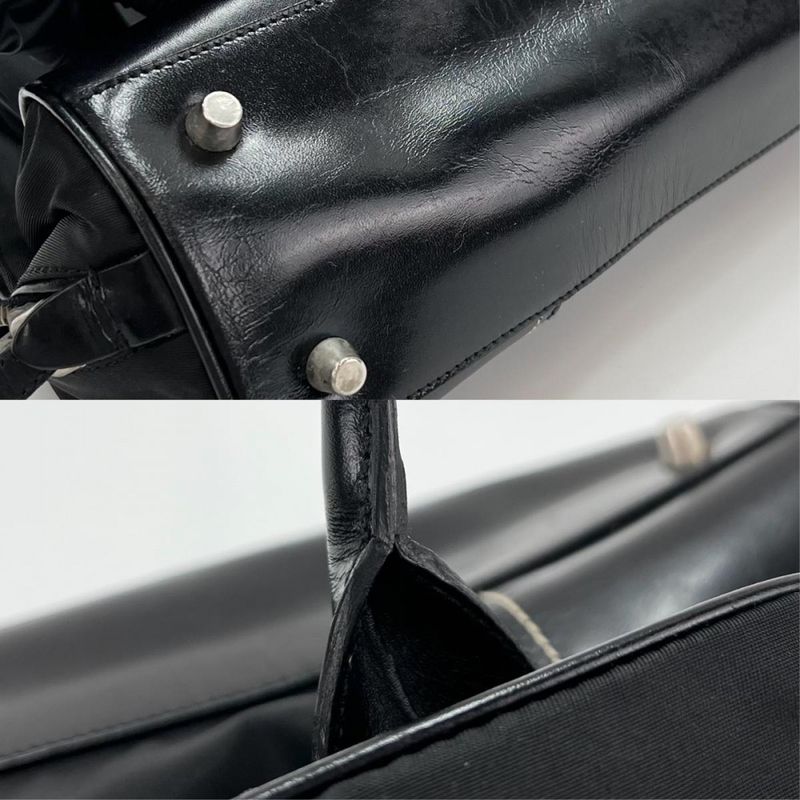 Prada Handbag Women's Shoulder Triangle Logo Prada Black Silver Hardware