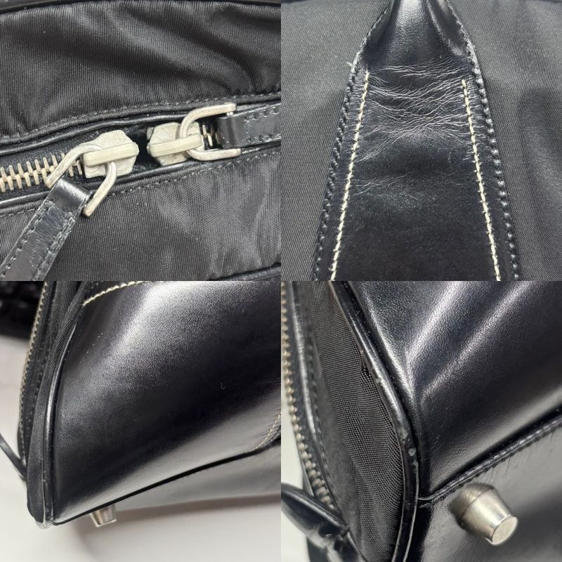 Prada Handbag Women's Shoulder Triangle Logo Prada Black Silver Hardware