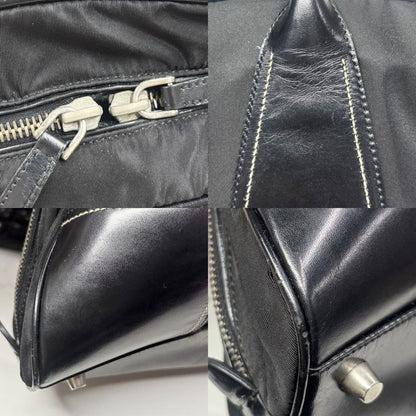 Prada Handbag Women's Shoulder Triangle Logo Prada Black Silver Hardware