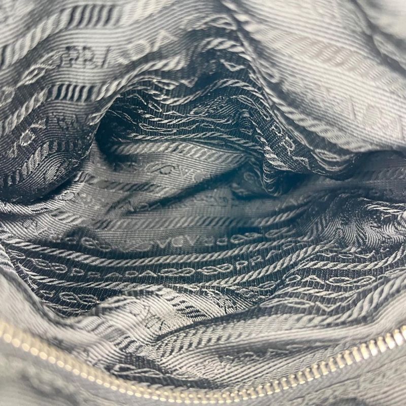 Prada Handbag Women's Shoulder Triangle Logo Prada Black Silver Hardware