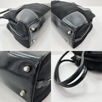 Prada Handbag Women's Shoulder Triangle Logo Prada Black Silver Hardware