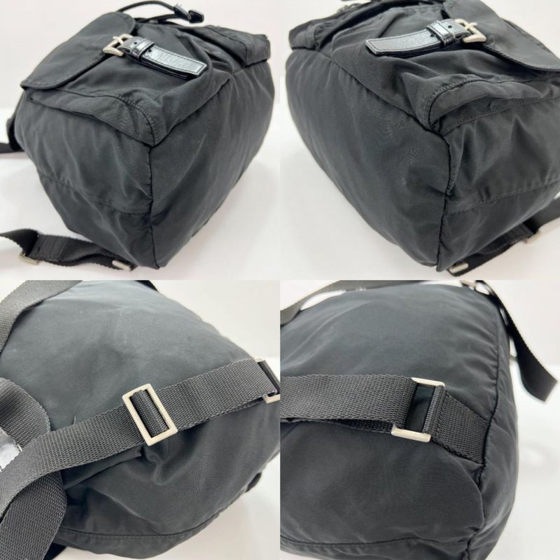 Prada Backpack Unisex Backpack Triangle Logo Men Women Prada Black Silver