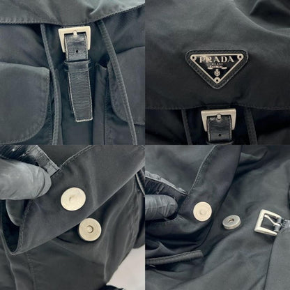 Prada Backpack Unisex Backpack Triangle Logo Men Women Prada Black Silver