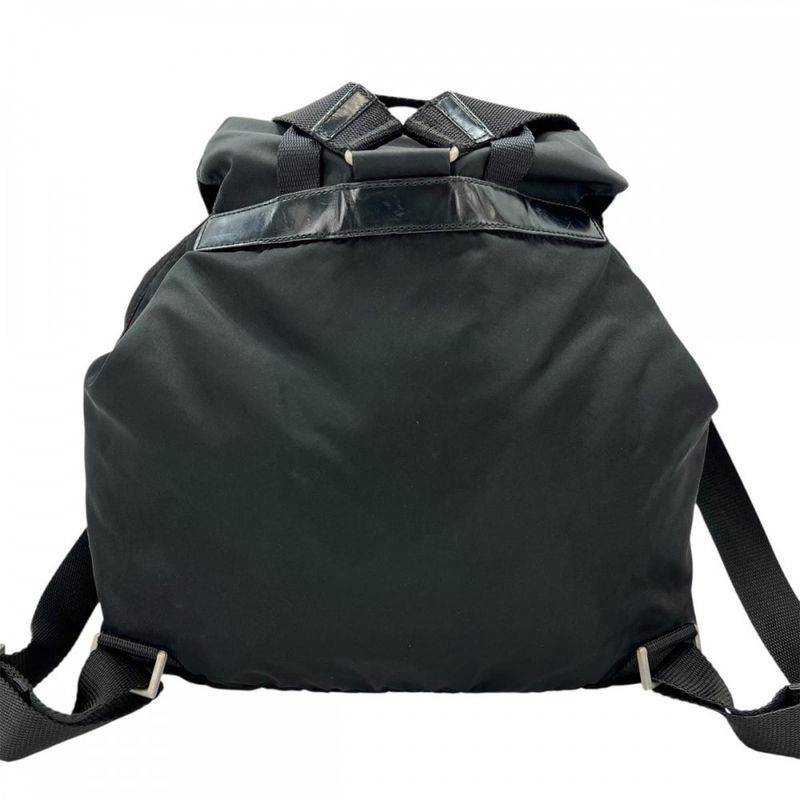 Prada Backpack Unisex Backpack Triangle Logo Men Women Prada Black Silver