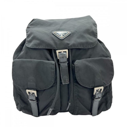 Prada Backpack Unisex Backpack Triangle Logo Men Women Prada Black Silver