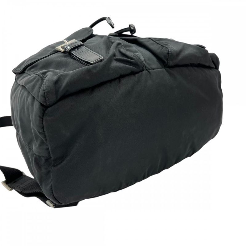 Prada Backpack Unisex Backpack Triangle Logo Men Women Prada Black Silver