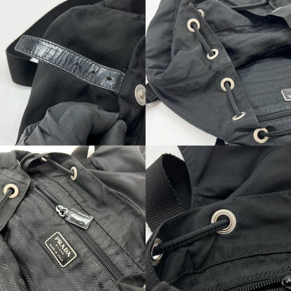 Prada Backpack Unisex Backpack Triangle Logo Men Women Prada Black Silver