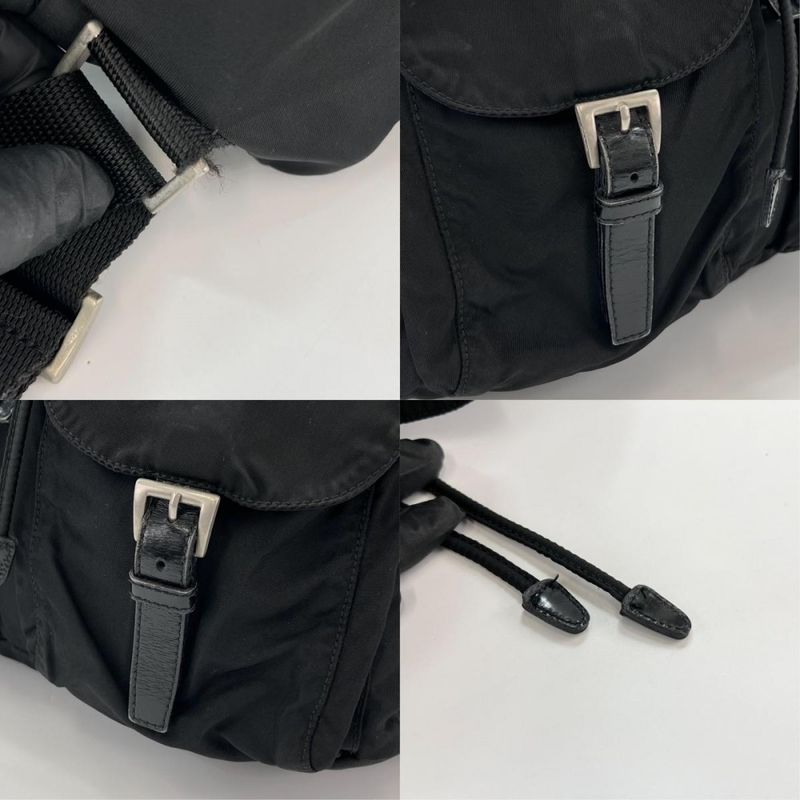 Prada Backpack Unisex Backpack Triangle Logo Men Women Prada Black Silver