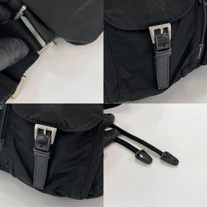 Prada Backpack Unisex Backpack Triangle Logo Men Women Prada Black Silver