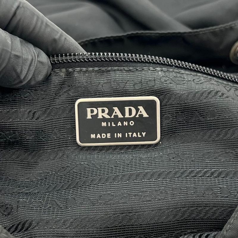 Prada Backpack Unisex Backpack Triangle Logo Men Women Prada Black Silver