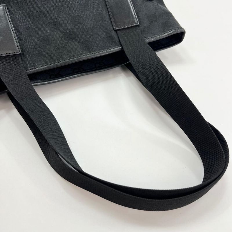 Gucci Tote Men's Handbag Shoulder GG Gucci 019/0481 Black Silver Hardware