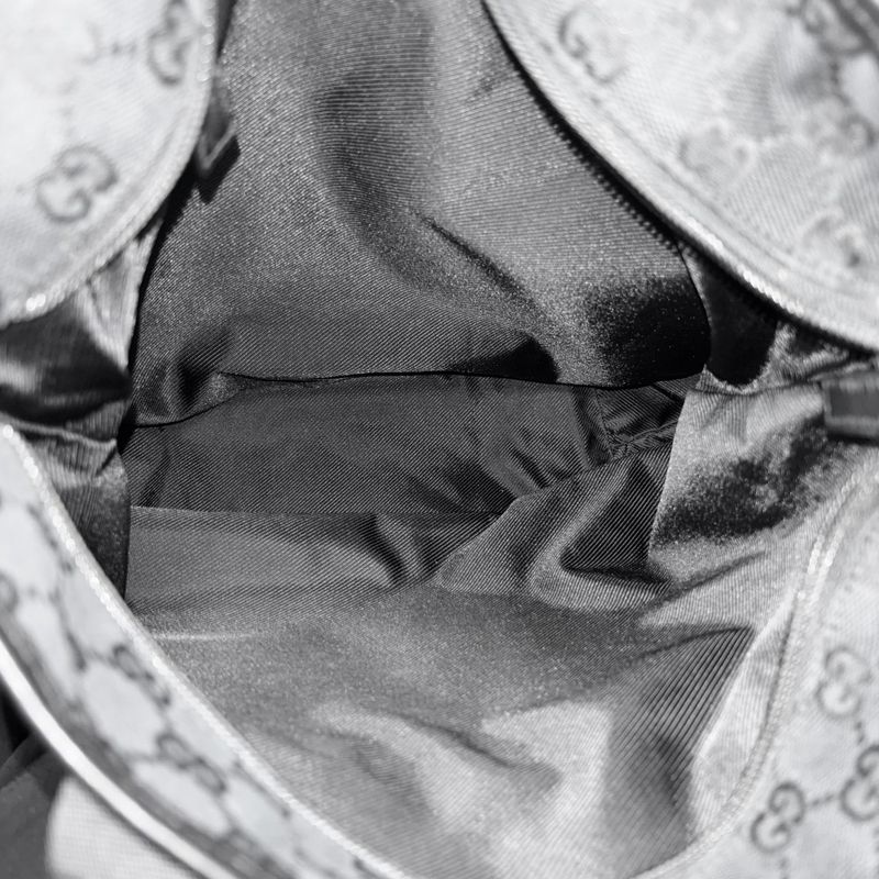 Gucci Tote Men's Handbag Shoulder GG Gucci 019/0481 Black Silver Hardware