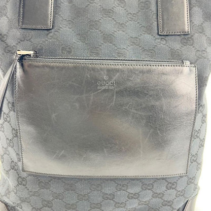 Gucci Tote Men's Handbag Shoulder GG Gucci 019/0481 Black Silver Hardware