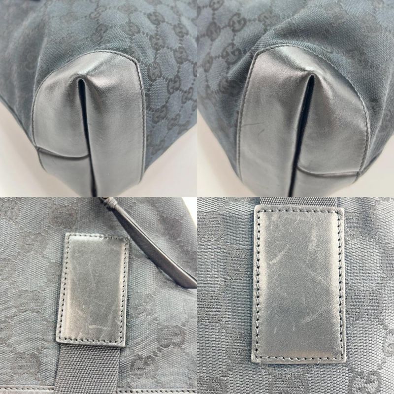 Gucci Tote Men's Handbag Shoulder GG Gucci 019/0481 Black Silver Hardware
