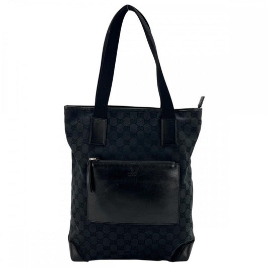 Gucci Tote Men's Handbag Shoulder GG Gucci 019/0481 Black Silver Hardware