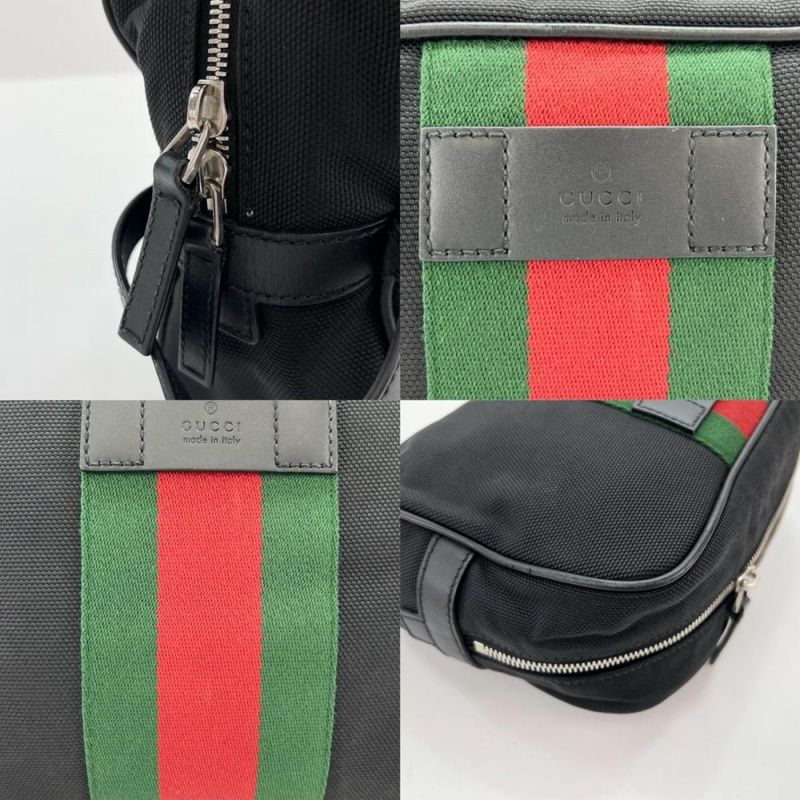 Gucci Clutch Bag Men's Pouch Sherry Line Nylon Black Silver