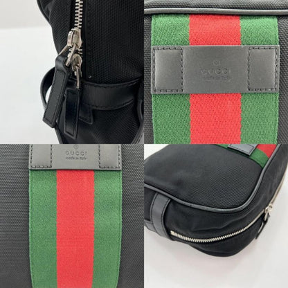Gucci Clutch Bag Men's Pouch Sherry Line Nylon Black Silver