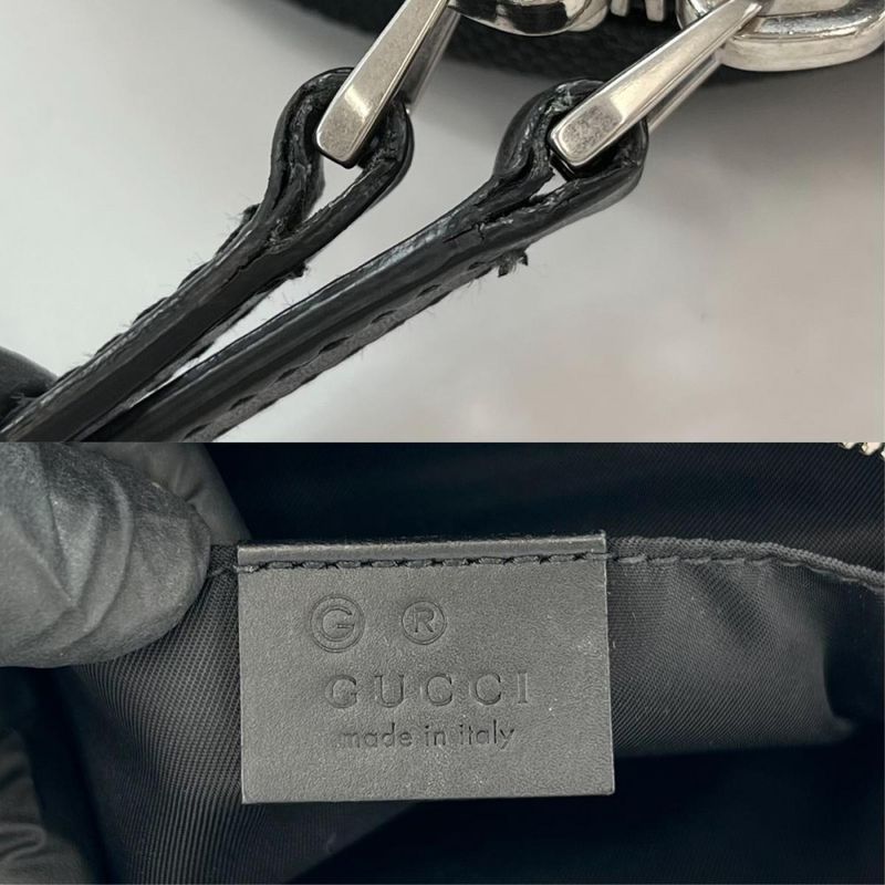 Gucci Clutch Bag Men's Pouch Sherry Line Nylon Black Silver