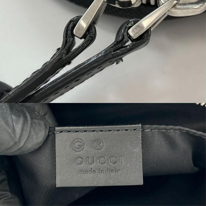 Gucci Clutch Bag Men's Pouch Sherry Line Nylon Black Silver