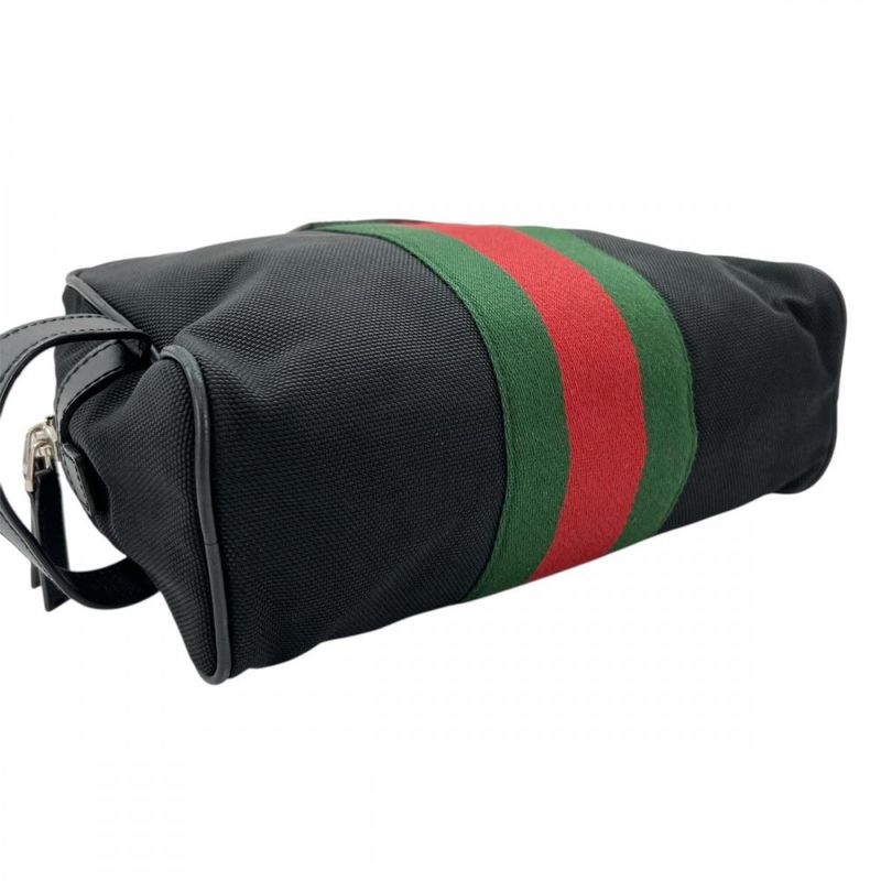 Gucci Clutch Bag Men's Pouch Sherry Line Nylon Black Silver
