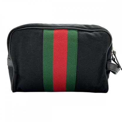 Gucci Clutch Bag Men's Pouch Sherry Line Nylon Black Silver