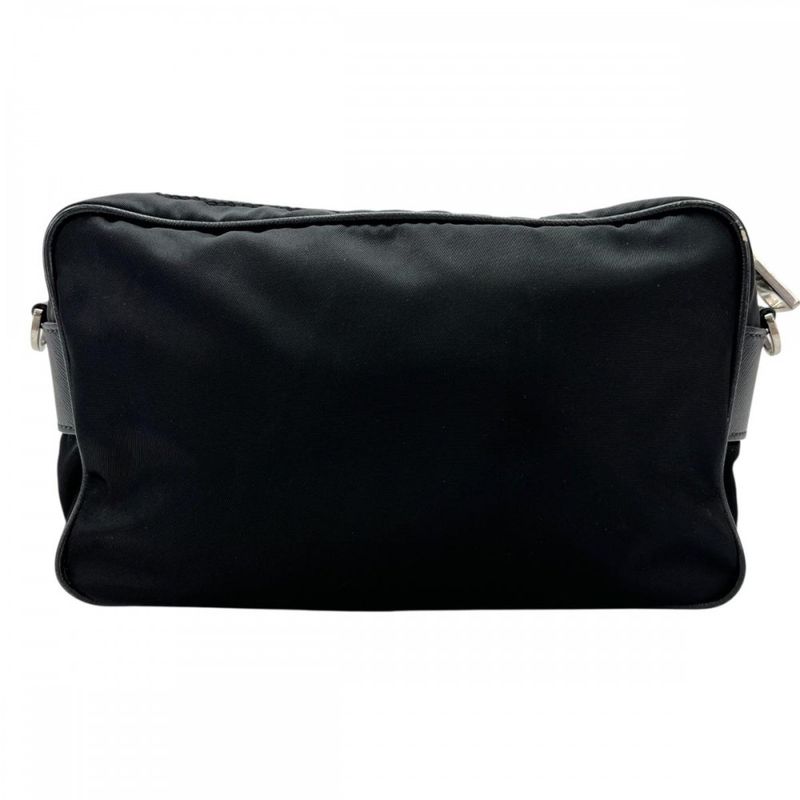 Prada Shoulder Bag Unisex Triangle Logo Men Women Prada Black Silver Hardware