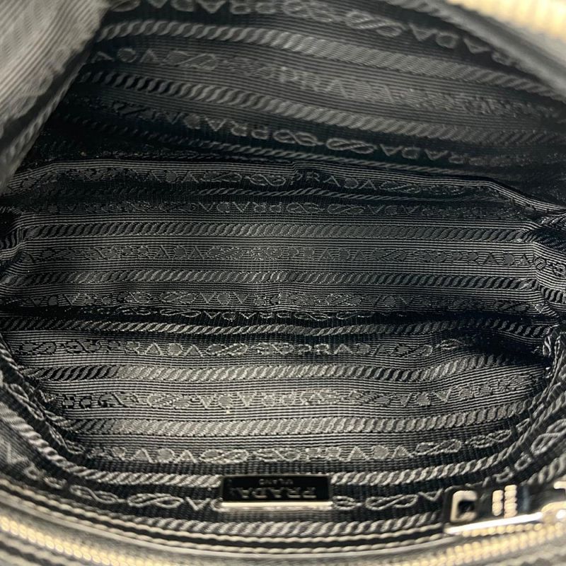 Prada Shoulder Bag Unisex Triangle Logo Men Women Prada Black Silver Hardware