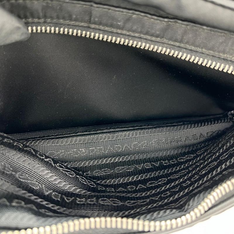 Prada Shoulder Bag Unisex Triangle Logo Men Women Prada Black Silver Hardware