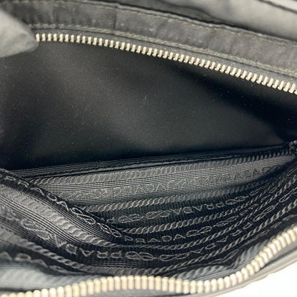 Prada Shoulder Bag Unisex Triangle Logo Men Women Prada Black Silver Hardware