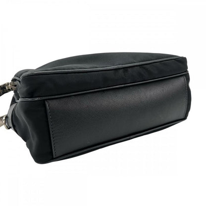 Prada Shoulder Bag Unisex Triangle Logo Men Women Prada Black Silver Hardware