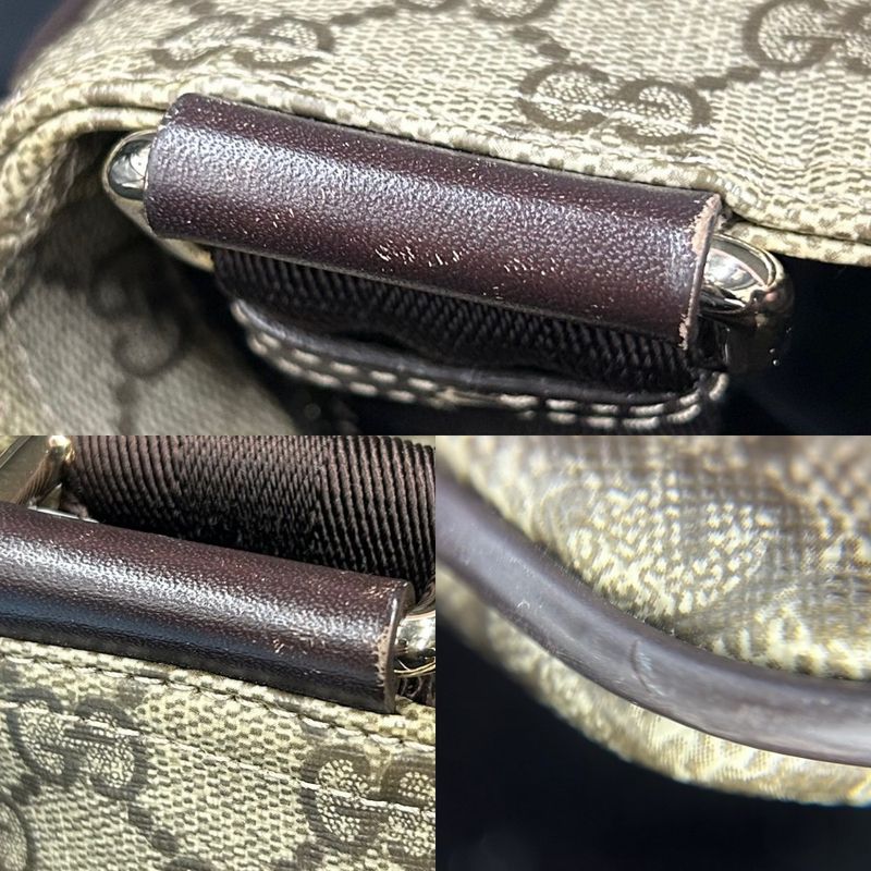 Gucci Shoulder Bag Women's Crossbody GG Supreme Gucci 201446 Beige Brown Gold