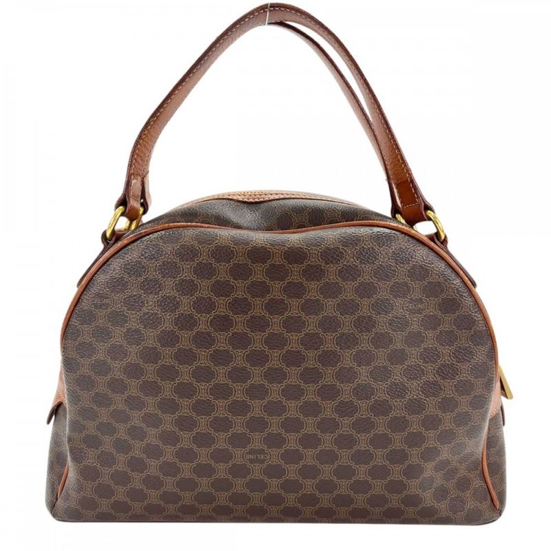 Celine Handbag Women's Vintage Macadam Handbag Mini Boston Celine Leather Brown