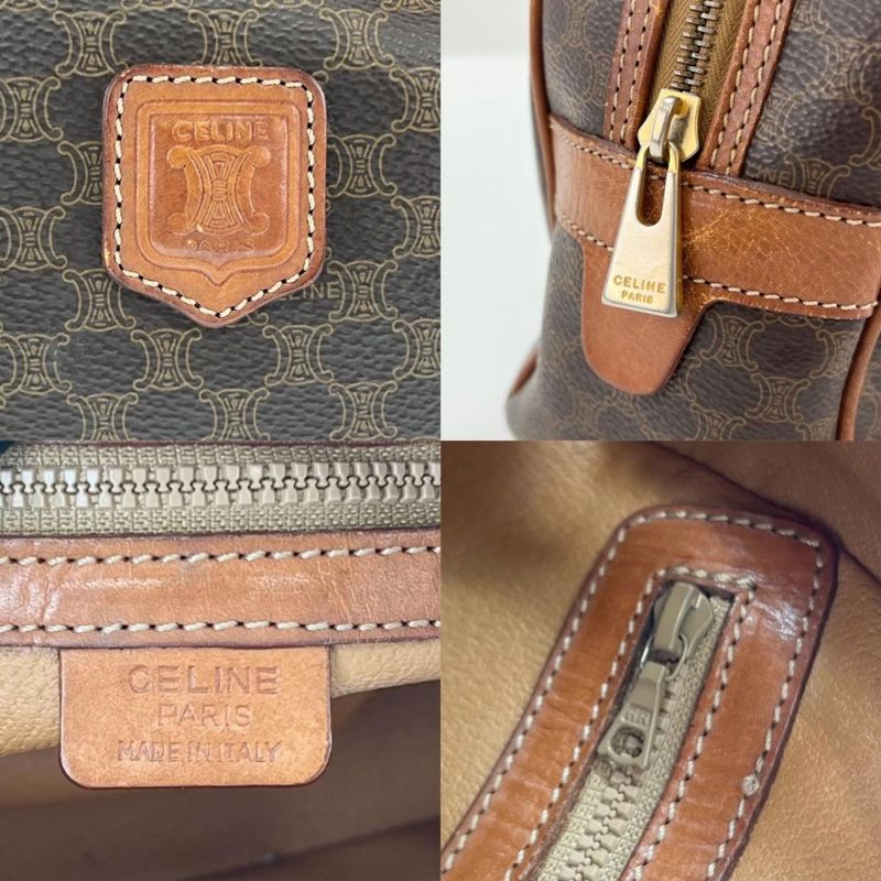 Celine Handbag Women's Vintage Macadam Handbag Mini Boston Celine Leather Brown