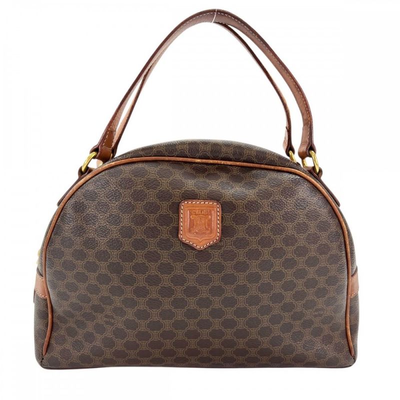 Celine Handbag Women's Vintage Macadam Handbag Mini Boston Celine Leather Brown